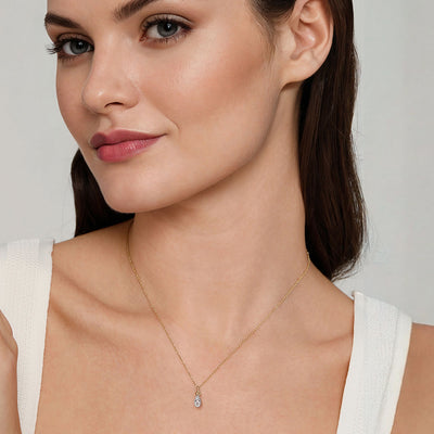 14K Yellow Natural Diamond 17.5 inch Necklace