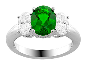 18K White Chrome Tourmaline and Natural Diamond Ring Size 6.5