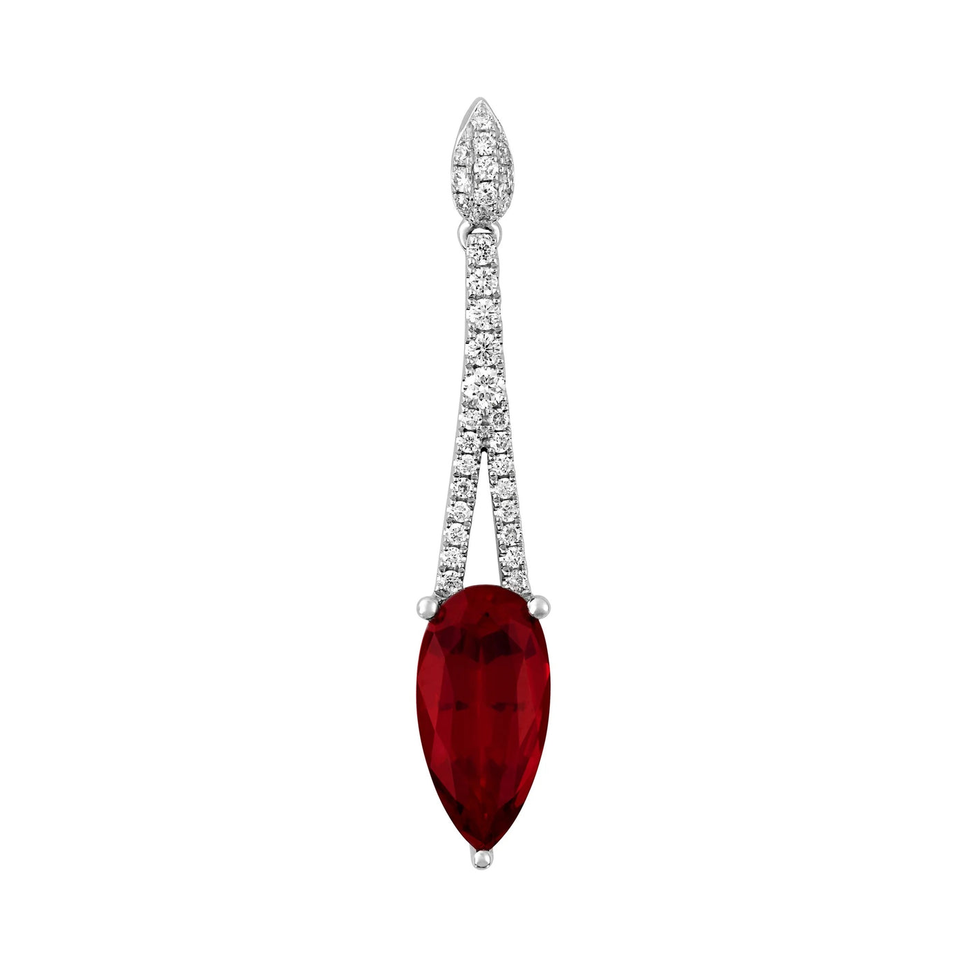 14K White Gold Chatham Ruby and Lab Grown Diamond Pendant
