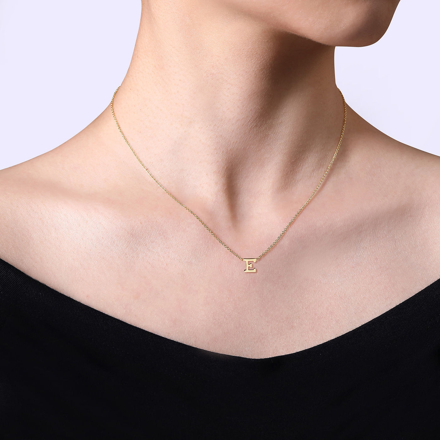 14K Yellow Letter "E" Necklace 17.5 inch