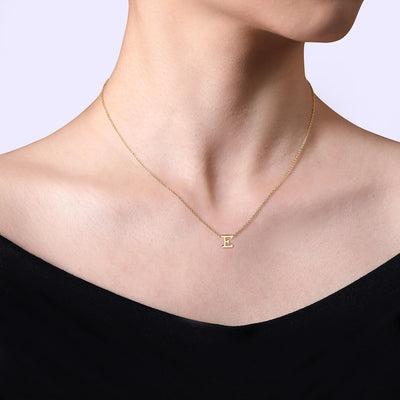 14K Yellow Letter "E" Necklace 17.5 inch