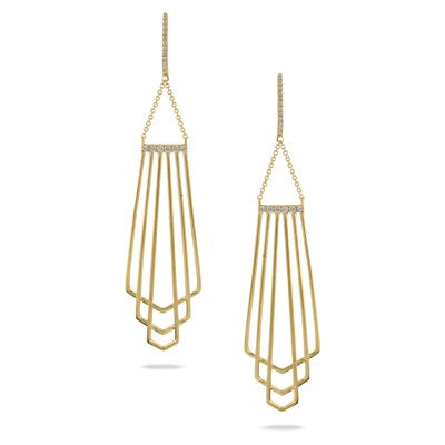 18K Yellow Natural Diamond Dangle Earrings