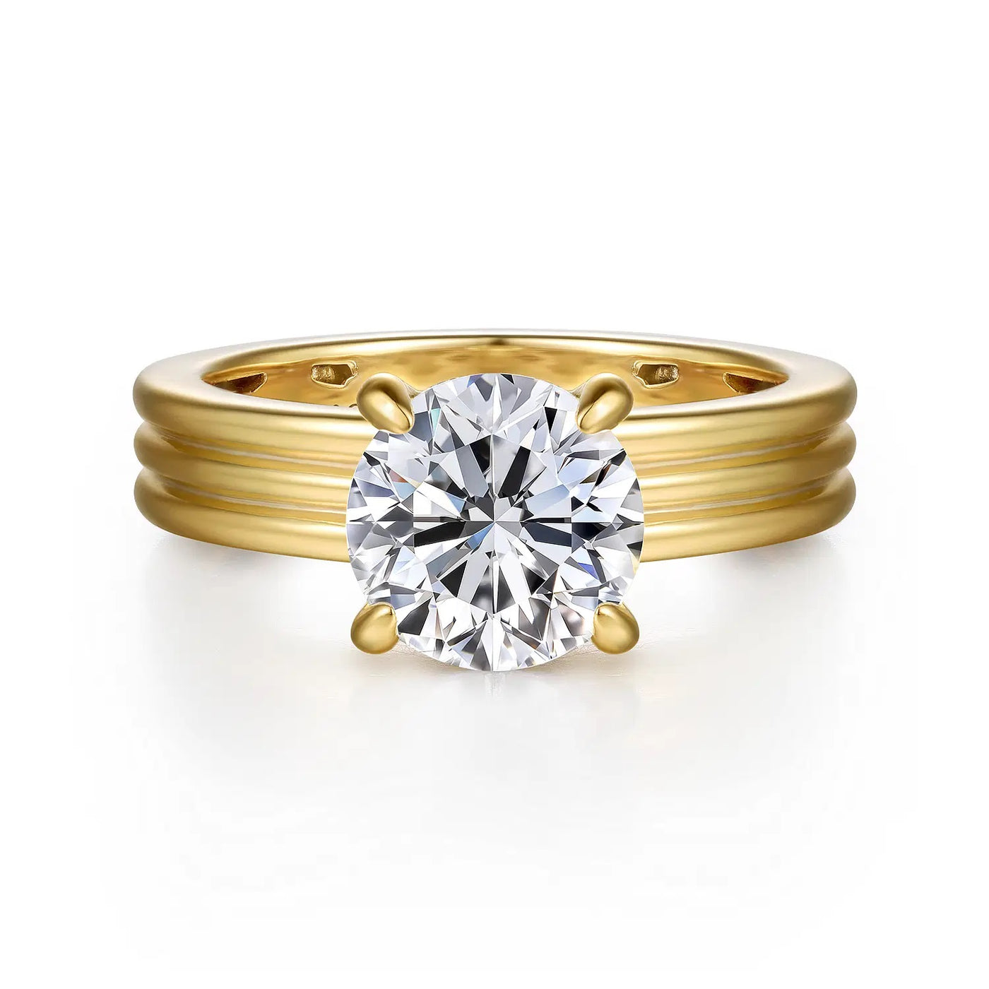 14K Yellow Natural Diamond Semi-Mount Ring that accomodates a 8.00 mm Center