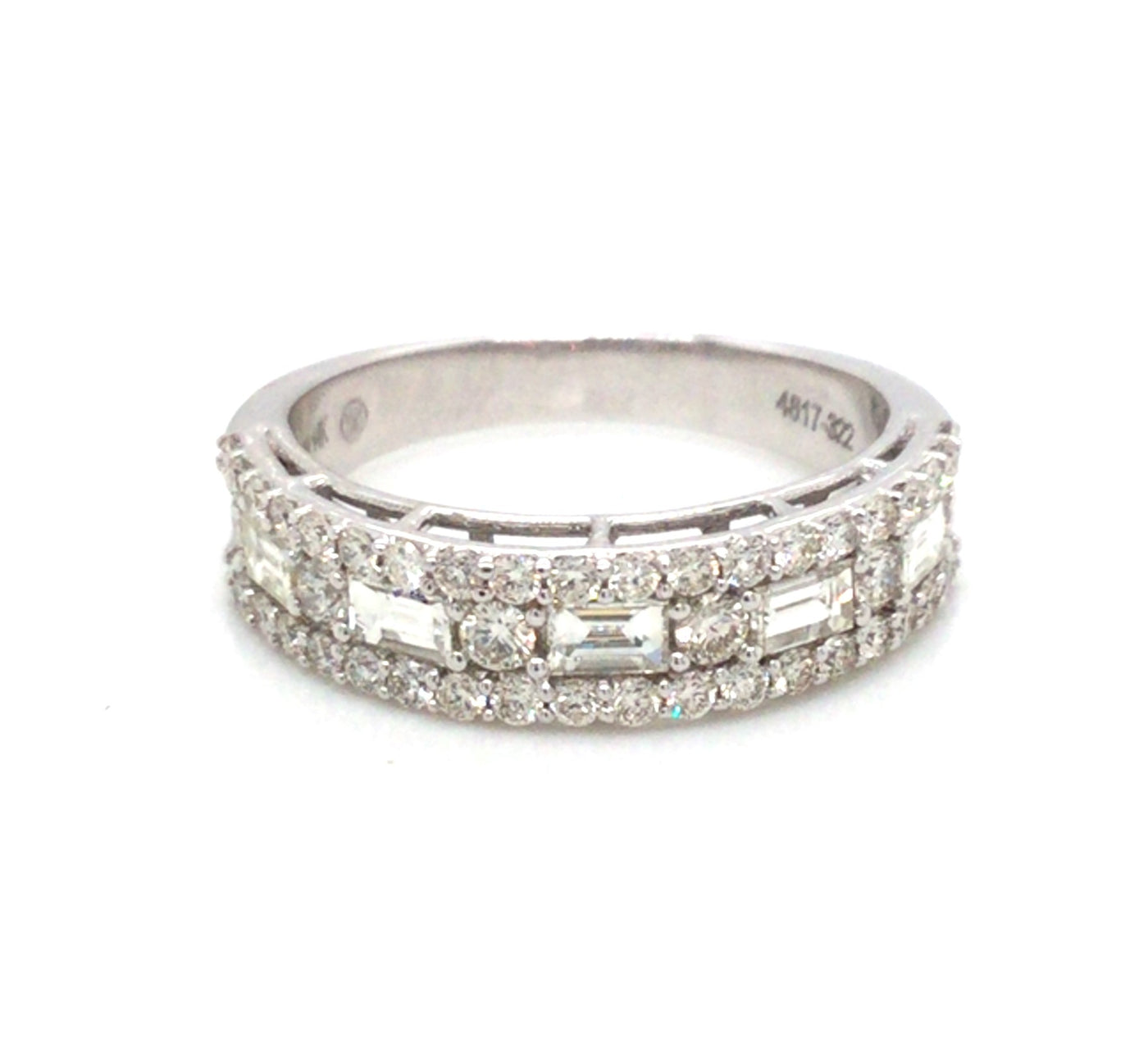 14K White Natural Diamond Ring Size 7.75