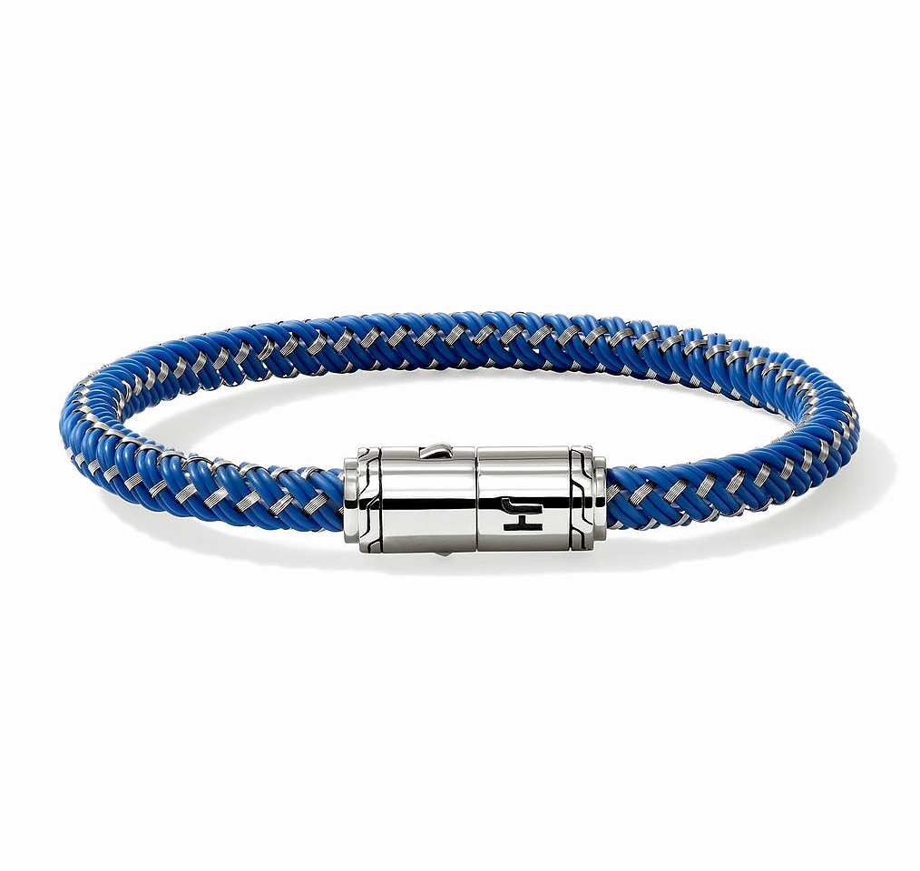 Sterling Silver Blue Rubber Bracelet