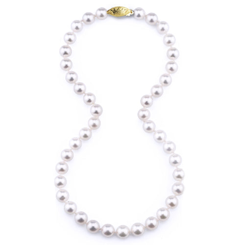 18 inch 7.5-8mm Cultured Akoya Pearl Strand with 14K Yellow Clasp