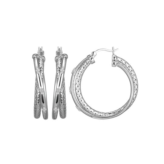 Sterling/Rhodium Hoop Earrings 35 mm