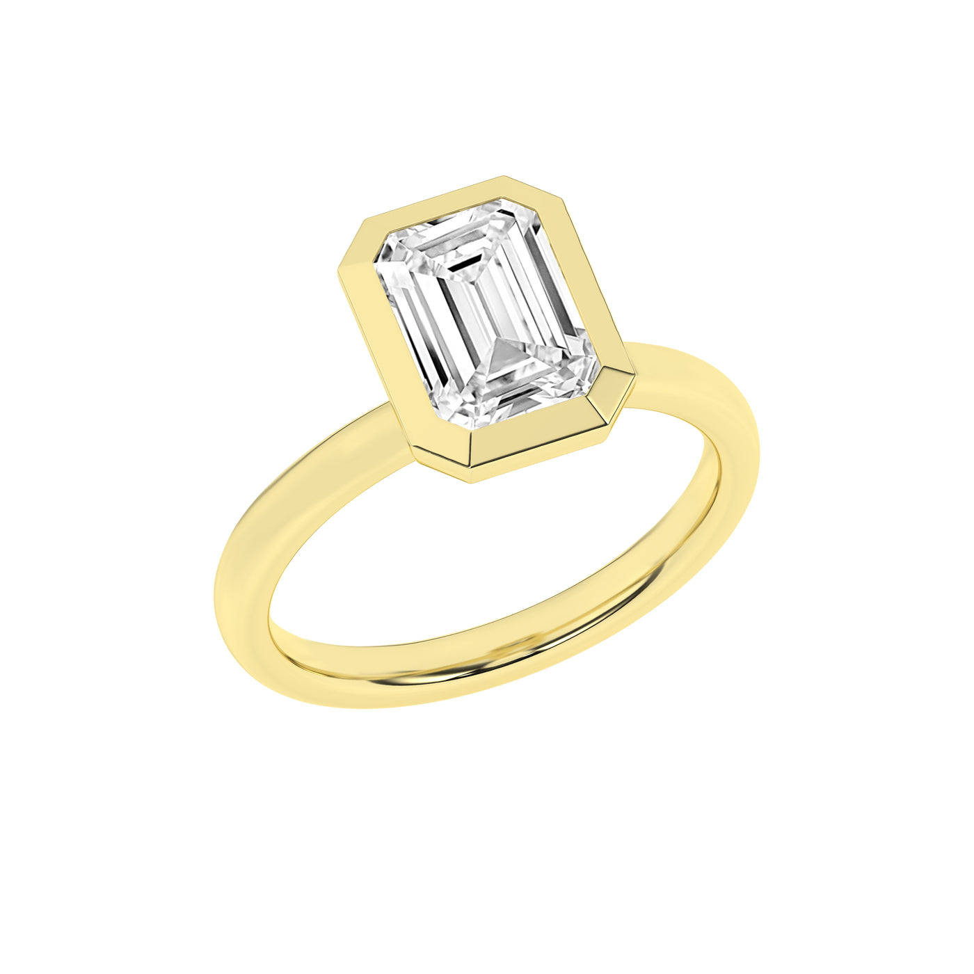 14K Yellow Emerald Cut Lab Grown Diamond Solitaire Engagement Ring