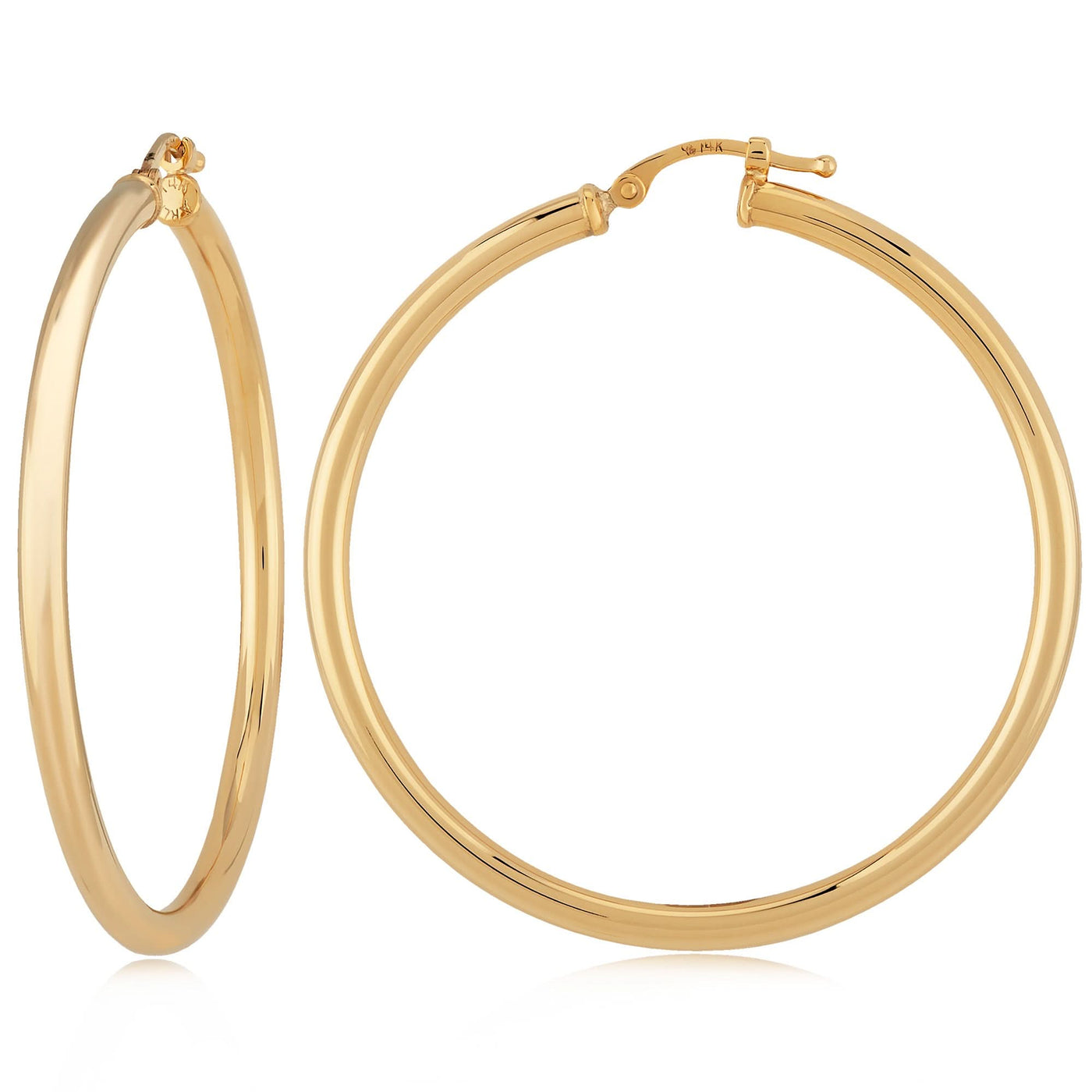 14K Yellow Tube Hoop Earrings