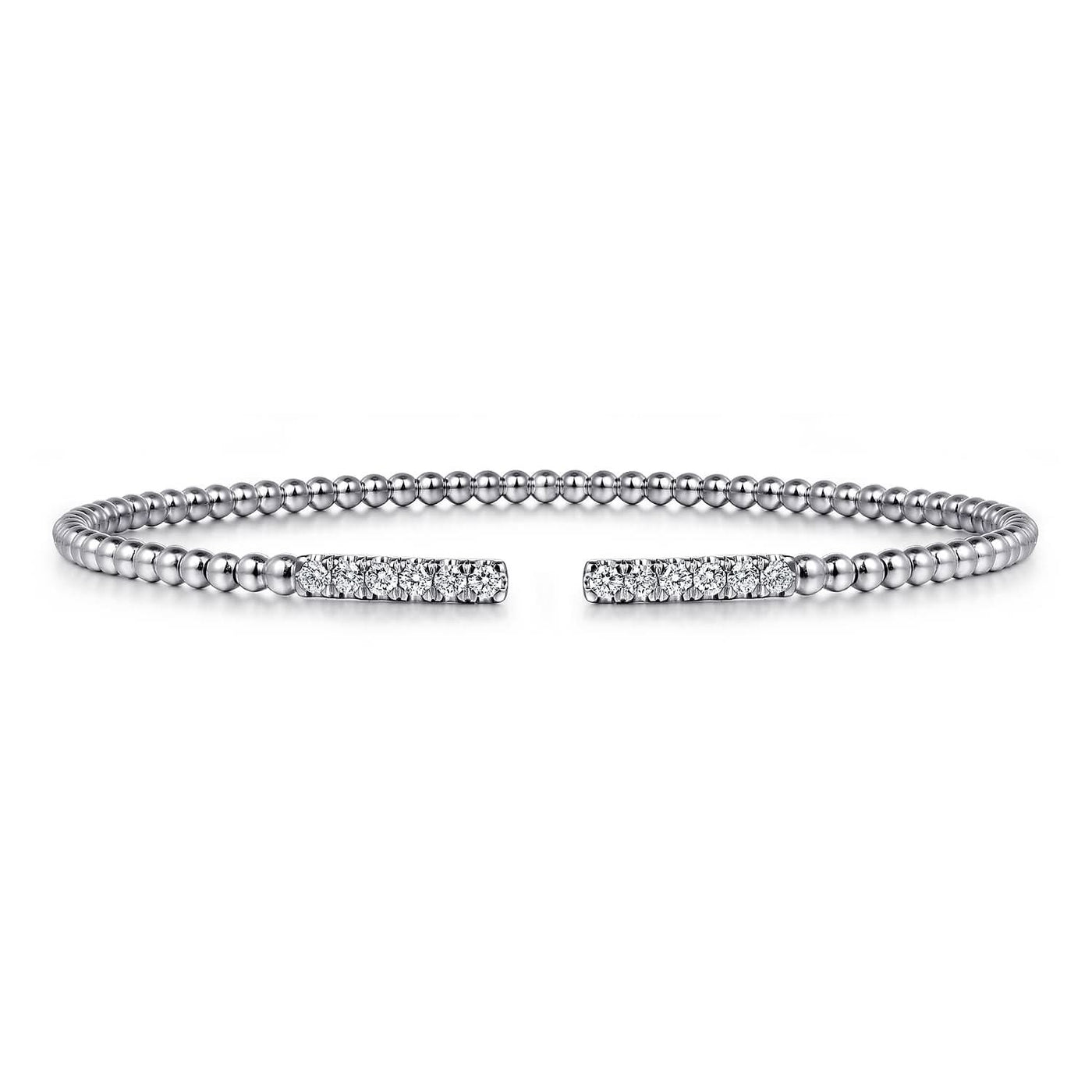 14K White Natural Diamond Cuff Bracelet