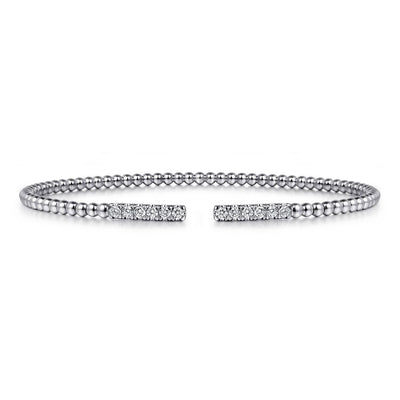 14K White Natural Diamond Cuff Bracelet