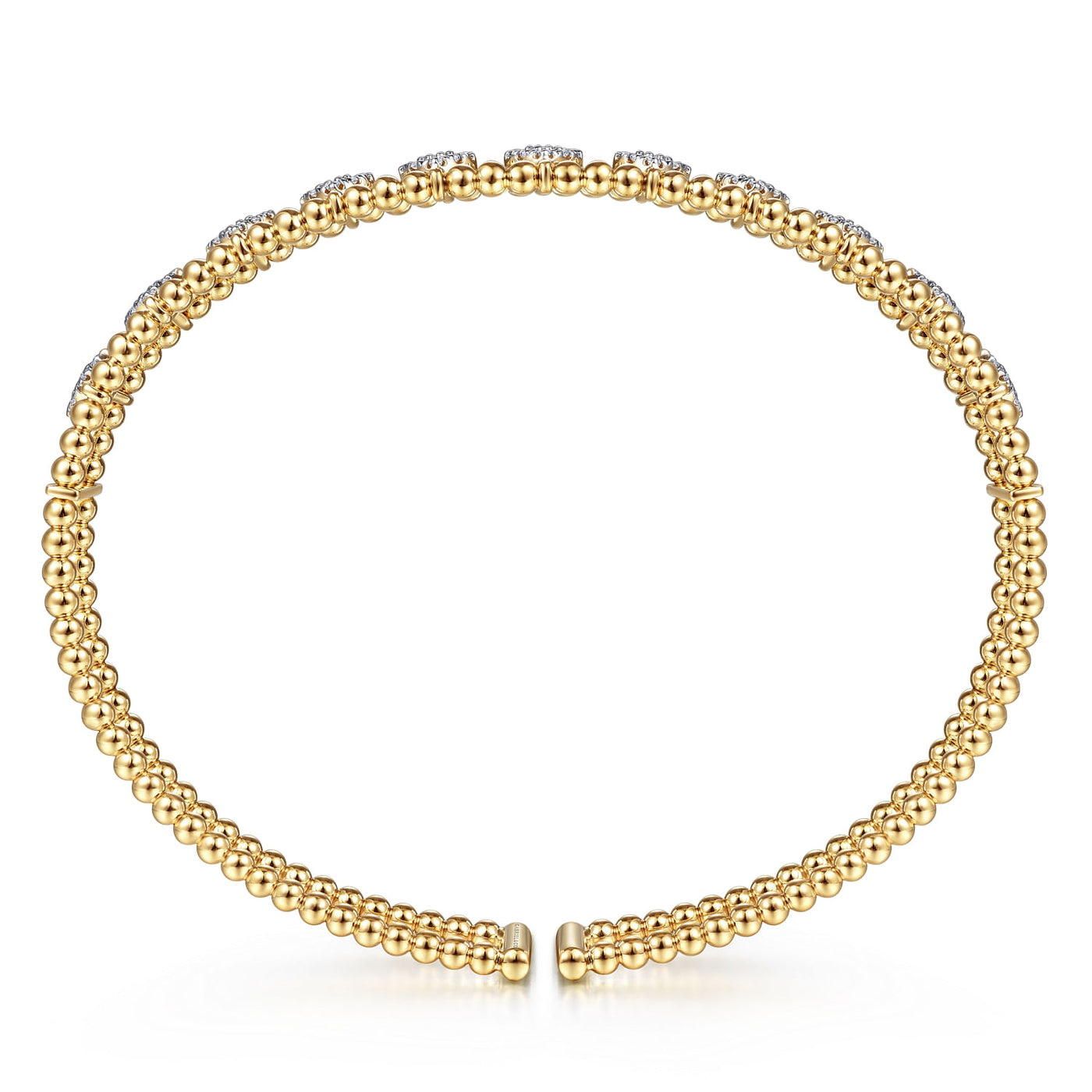 14K Yellow & White Natural Diamond Cuff Bracelet