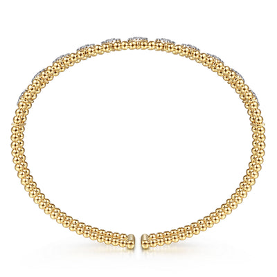 14K Yellow & White Natural Diamond Cuff Bracelet