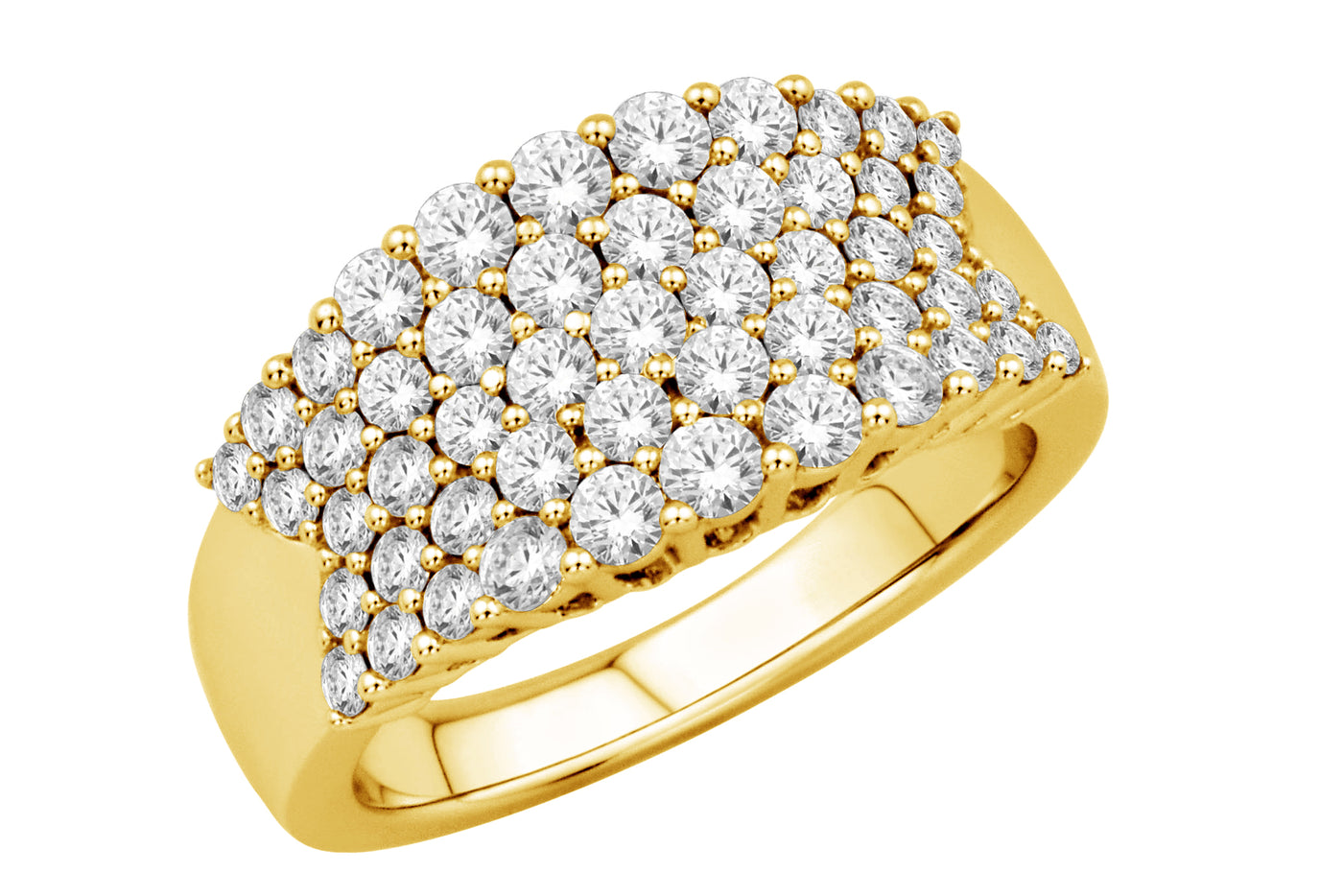 14K Yellow Gold Tapered Cigar Band Natural Diamond Ring