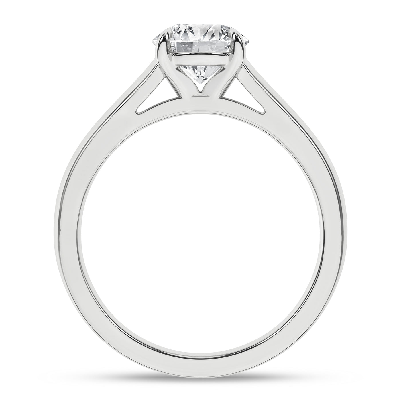 14K White Round Brilliant Cut Lab Grown Diamond Solitaire Engagement Ring