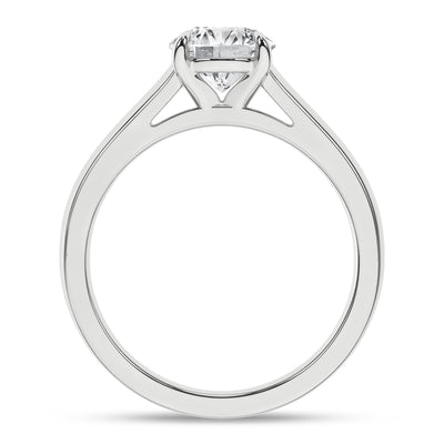 14K White Round Brilliant Cut Lab Grown Diamond Solitaire Engagement Ring