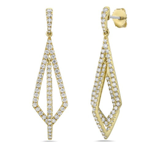 18K Yellow Gold Natural Diamond Dangle Earrings