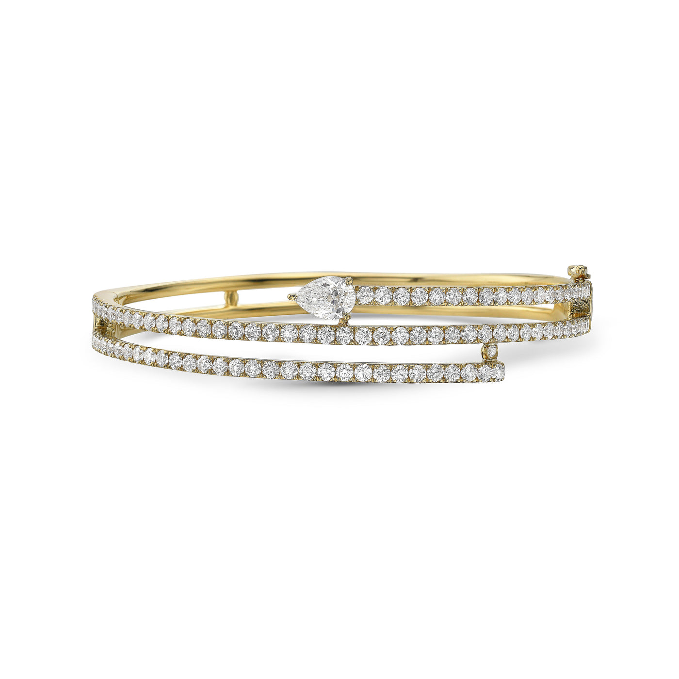 18K Yellow Natural Diamond Hinged Bangle Bracelet