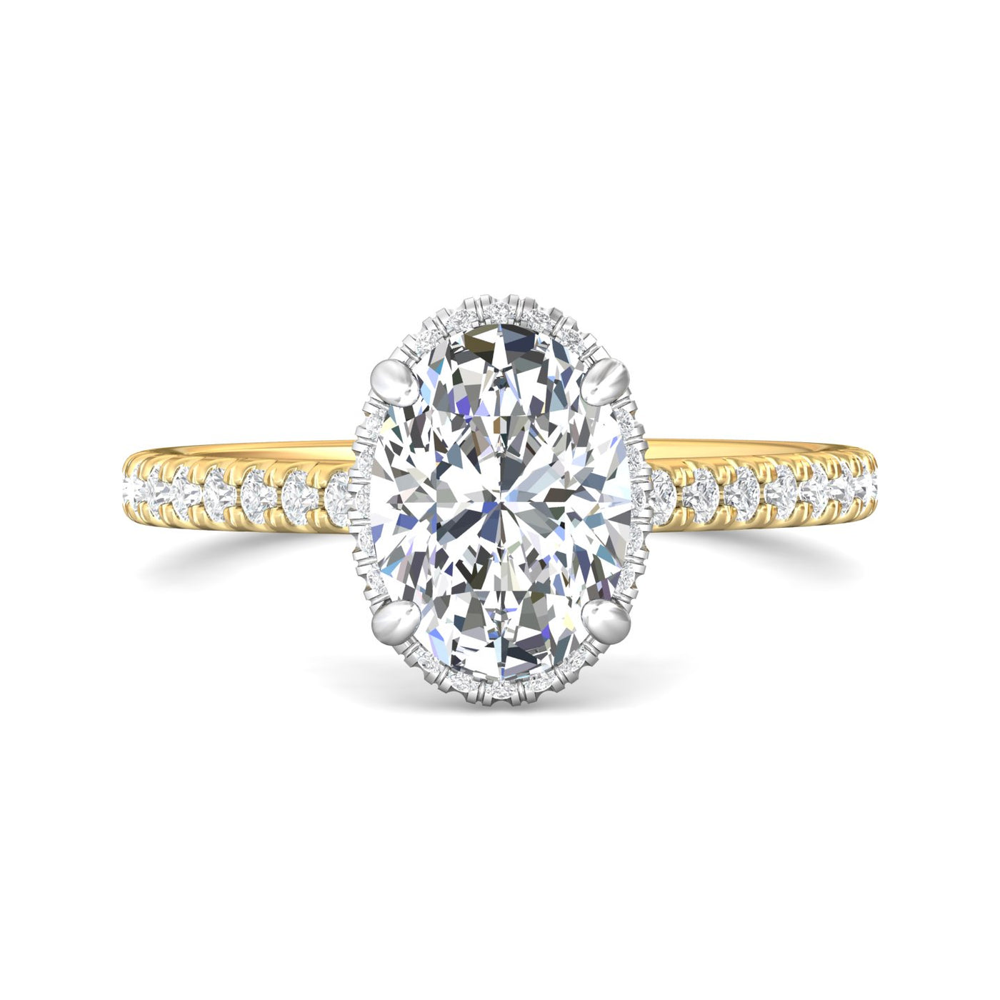 14K Yellow & White Natural Diamond Semi-Mount Ring that accomodates a 9.00 mm Center