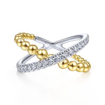 14K Yellow & White Contemporary Natural Diamond Ring Size 6.5