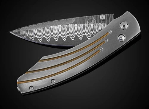 William Henry 'GOLDEN ARCH' Titanium/ Anodized Gold with Damascus Steel Blade