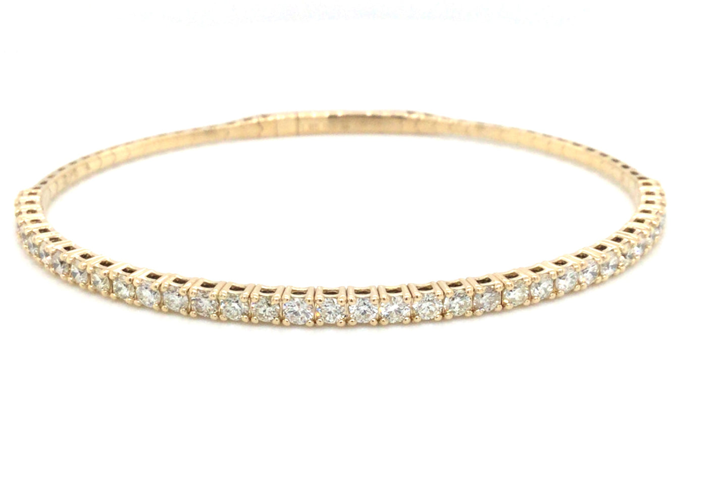 14K Yellow Natural Diamond Flexible Bangle Bracelet