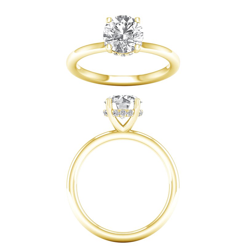 14K Yellow Round Brilliant Cut Lab Grown Diamond Solitaire Engagement Ring