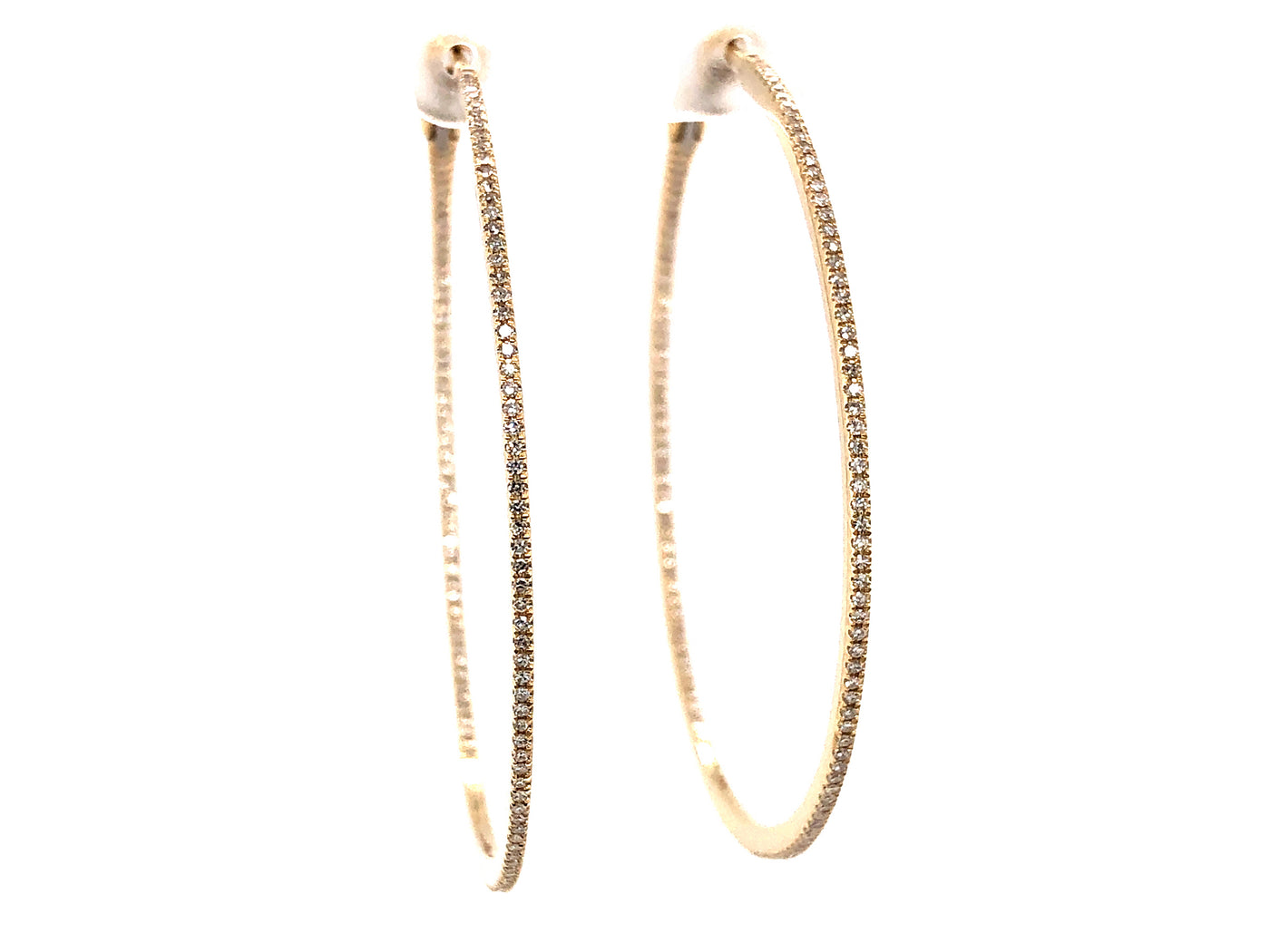 14K Yellow Natural Diamond Hoop Earrings