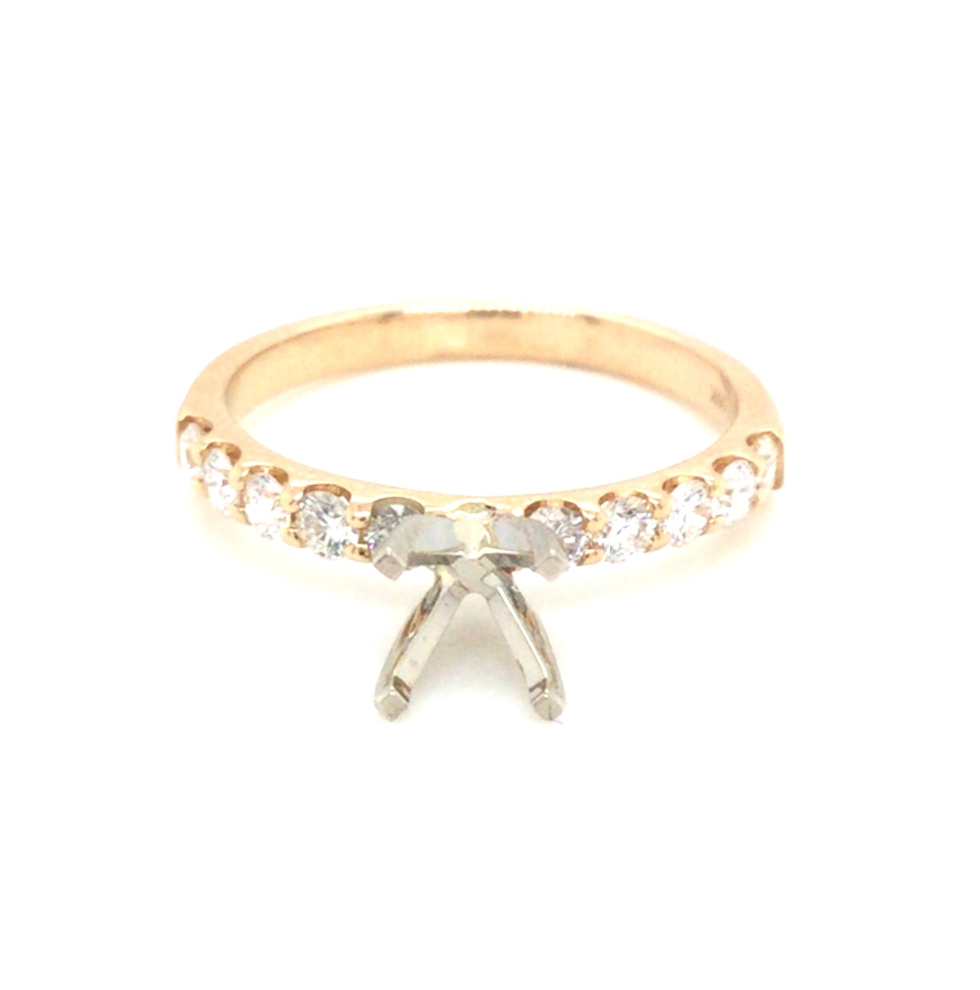 14K Yellow Natural Diamond Semi-Mount Ring that accomodates a 5.00 mm Center