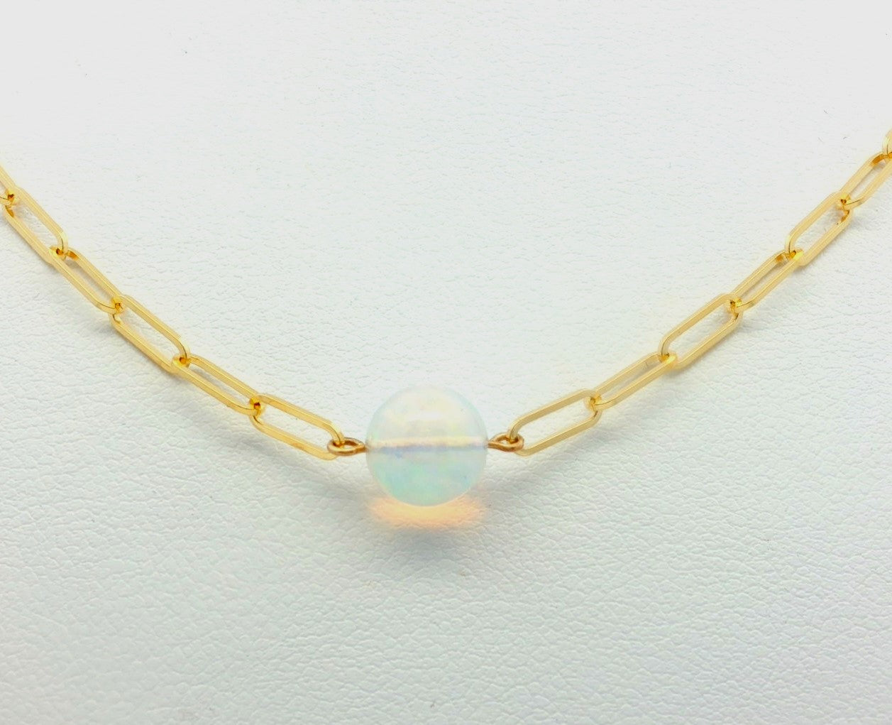 14K Yellow Opal and 18 inch Necklace