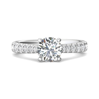 14K White Natural Diamond Semi-Mount Ring that accomodates a 7.00 mm Center