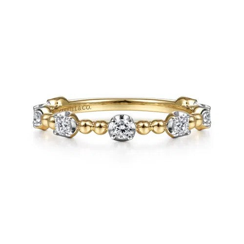 14K Yellow Gold Stackable Natural Diamond Ring