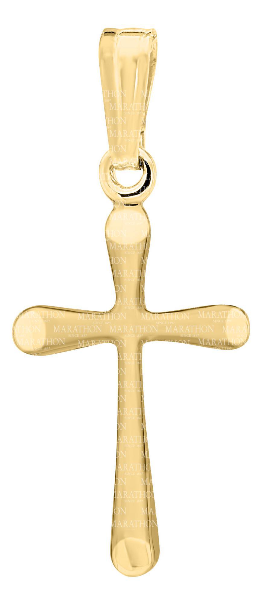 14K Yellow Cross Necklace 15 inch