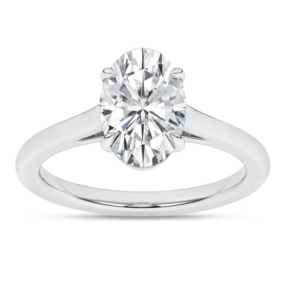 14K White Oval Lab Grown Diamond Solitaire Engagement Ring