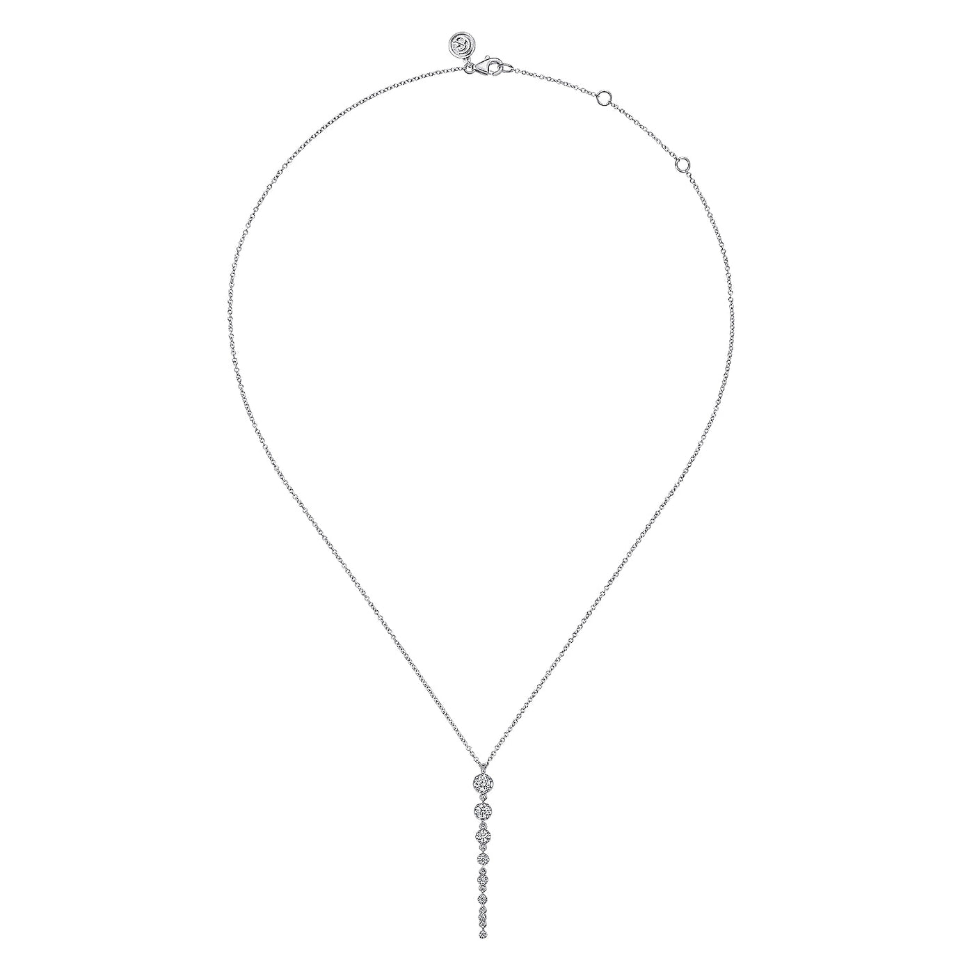 14K White Natural Diamond 17.5 inch Necklace