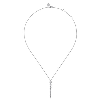 14K White Natural Diamond 17.5 inch Necklace