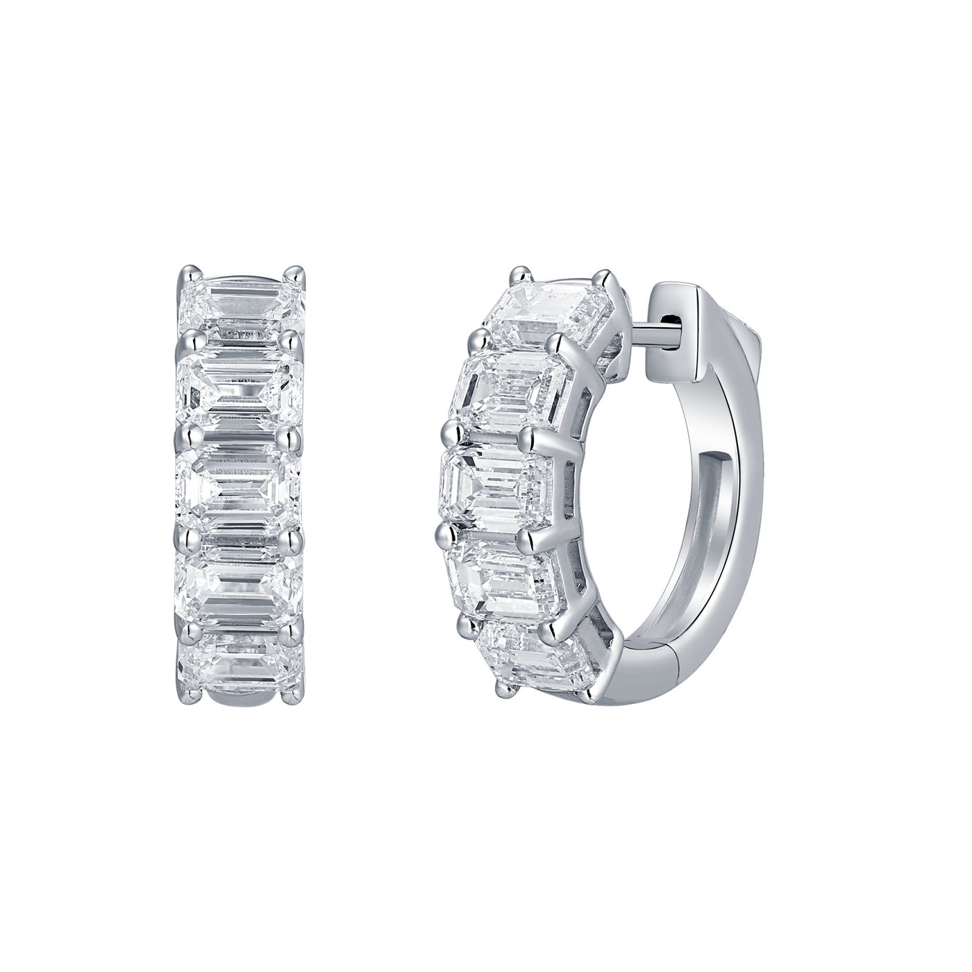 14K White Lab Grown Diamond Hoop Earrings