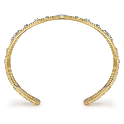 14K Yellow Natural Diamond Cuff Bracelet