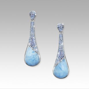 Sterling Silver Larimar and Blue Spinel Earrings