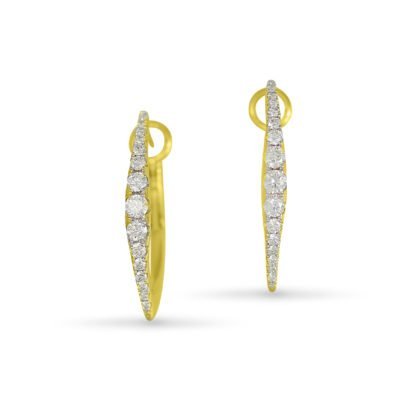 14K Yellow & White Natural Diamond Hoop Earrings