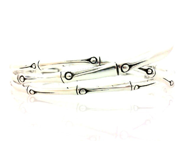 Sterling Silver White Bamboo Collection Bracelet Size 7