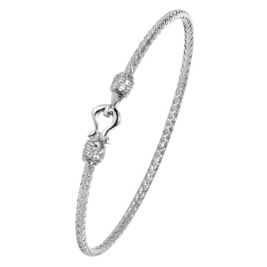 Sterling/Rhodium Finish White Hook Bracelet Size 7 with Cubic Zirconium