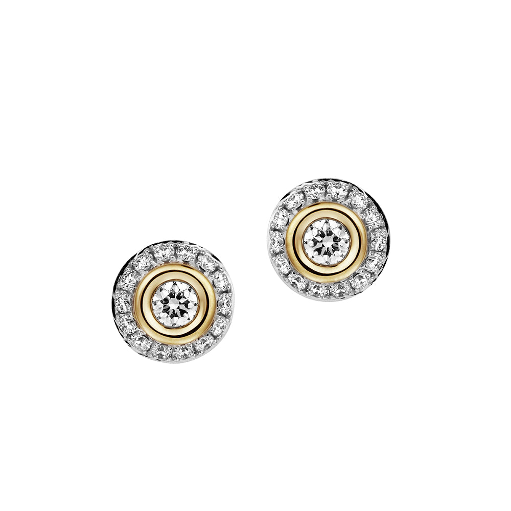 14K Yellow & White Lab Grown Diamond Stud Earrings