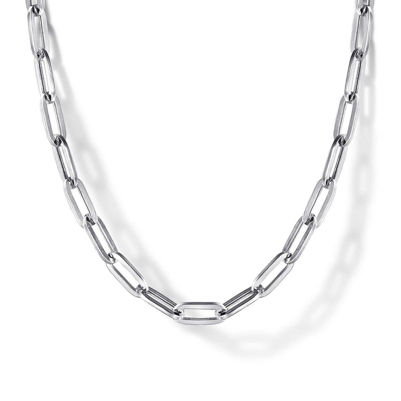 Sterling Silver Paper Clip Necklace 32 inch