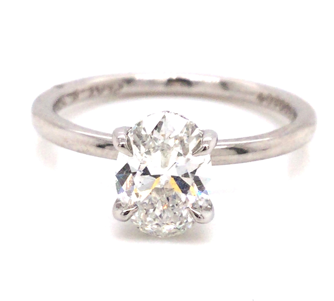 Platinum Oval Natural Diamond Solitaire Engagement Ring