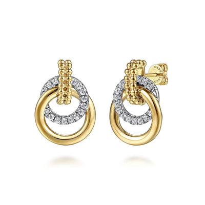 14K Yellow & White Natural Diamond Circle Earrings