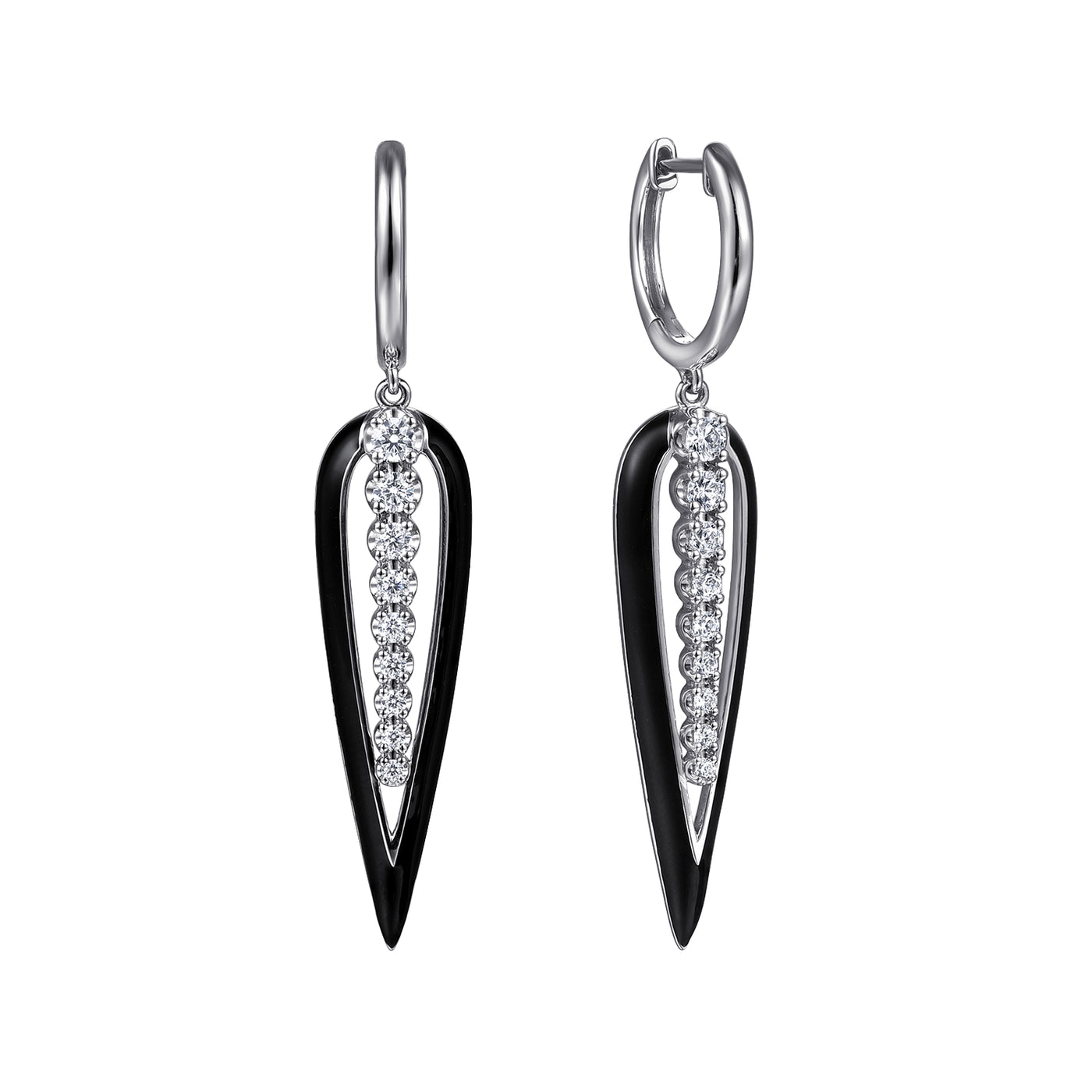 14K White Natural Diamond Drop Earrings