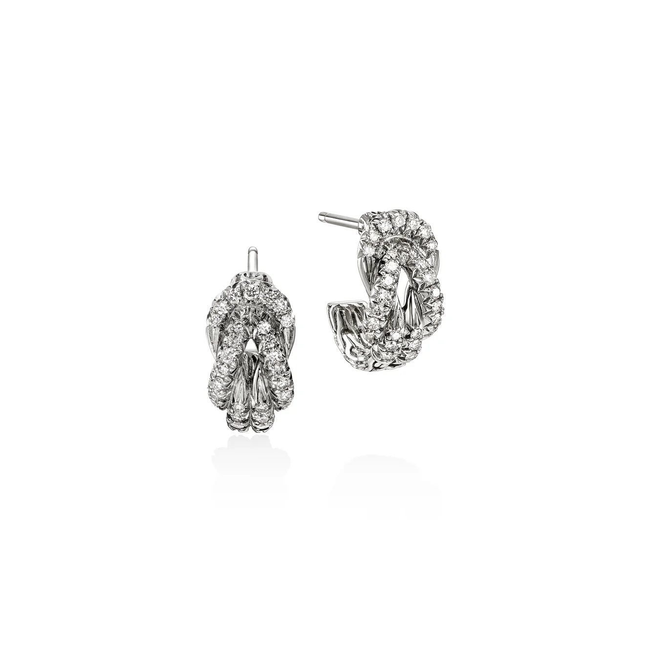 Sterling Silver Natural Diamond Love Knot Earrings
