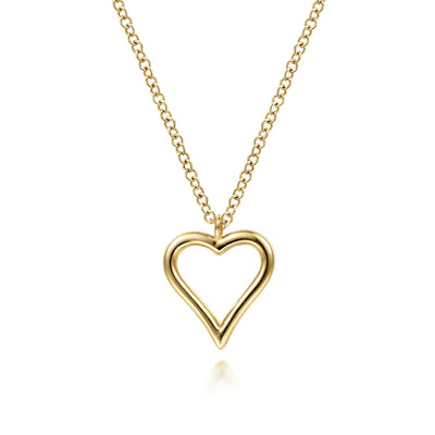 14K Yellow Heart Necklace 17.5 inch