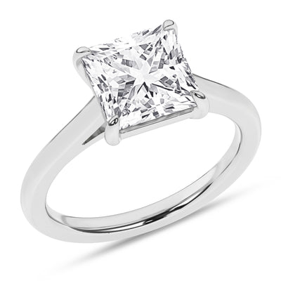 14K White Princess Cut Lab Grown Diamond Solitaire Engagement Ring